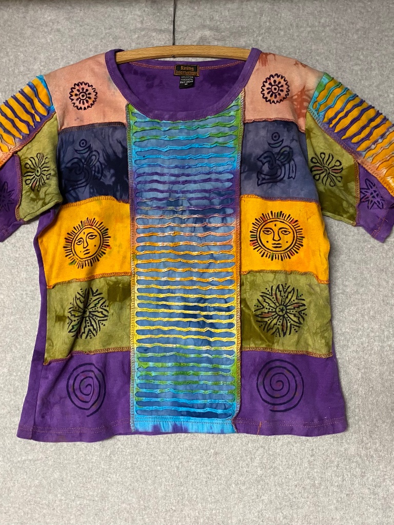 Rising International Xl Patchwork Tee Short Sleeve Tie Dye Boho